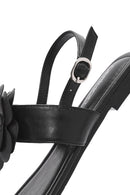 Women's Black Flower Detailed Flip Flop Sandals | Derimod