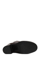 Woman Brown Zip Closure Chunky-Heeled Leather Boots | Derimod