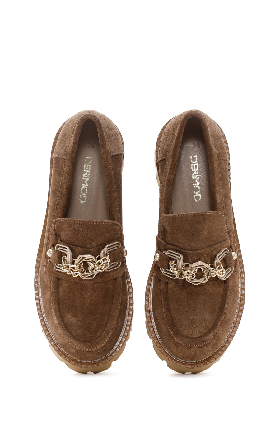 Women's Tan Suede Leather Buckle Masculine Loafer
