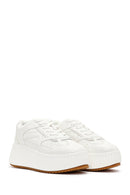 Woman White Thick-Soled Lace-Up Sneakers | Derimod
