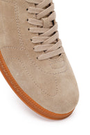 Erkek Bej Bağcıklı Süet Deri Sneaker | Derimod