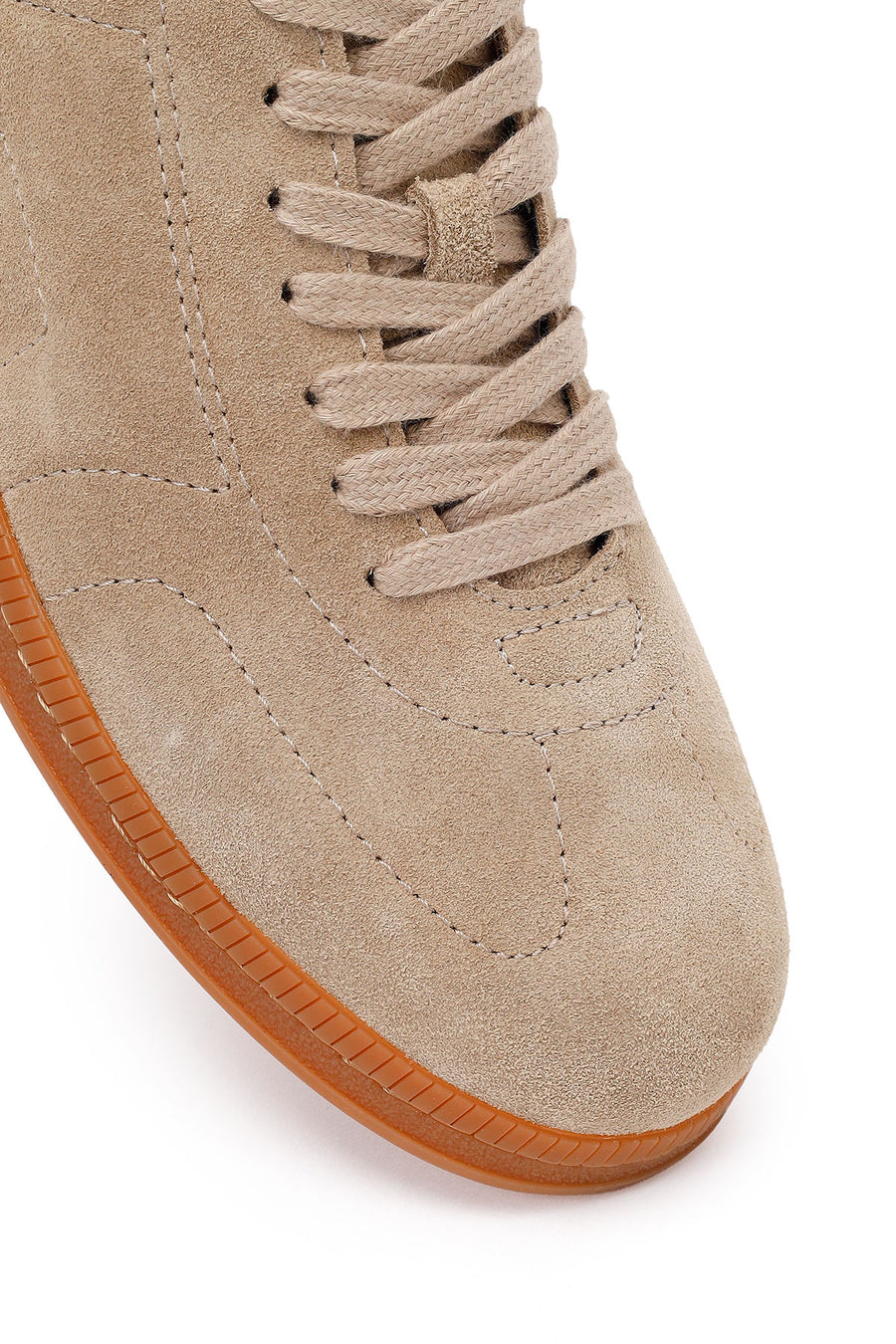 Erkek Bej Bağcıklı Süet Deri Sneaker