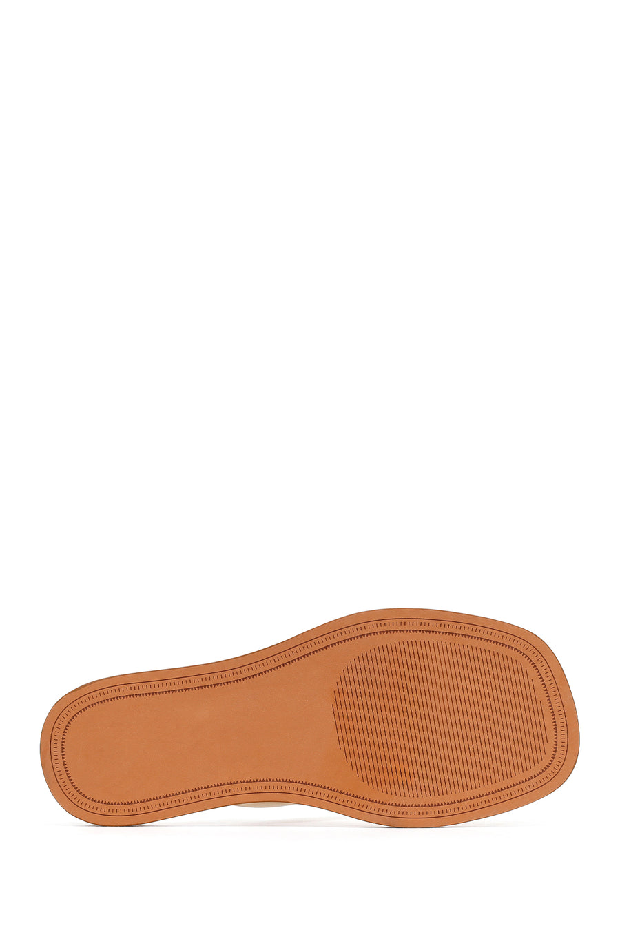 Woman Cream Toe-Post Leather Slippers