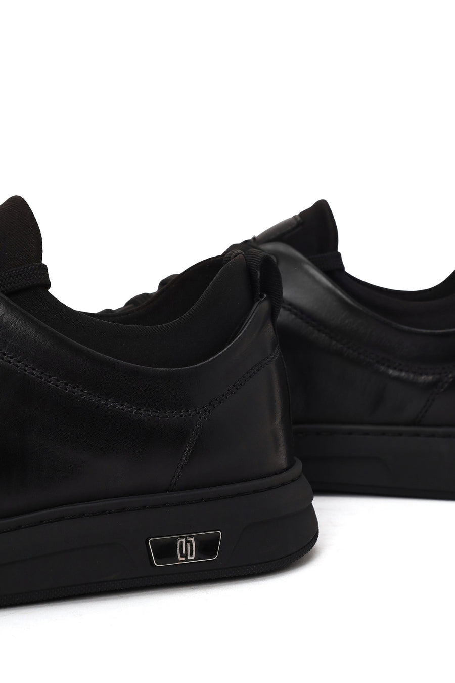 Erkek Siyah Bağcıklı Deri Sneaker
