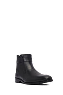 Men's Black Zippered Buckle Detail Leather Classic Boat | Derimod