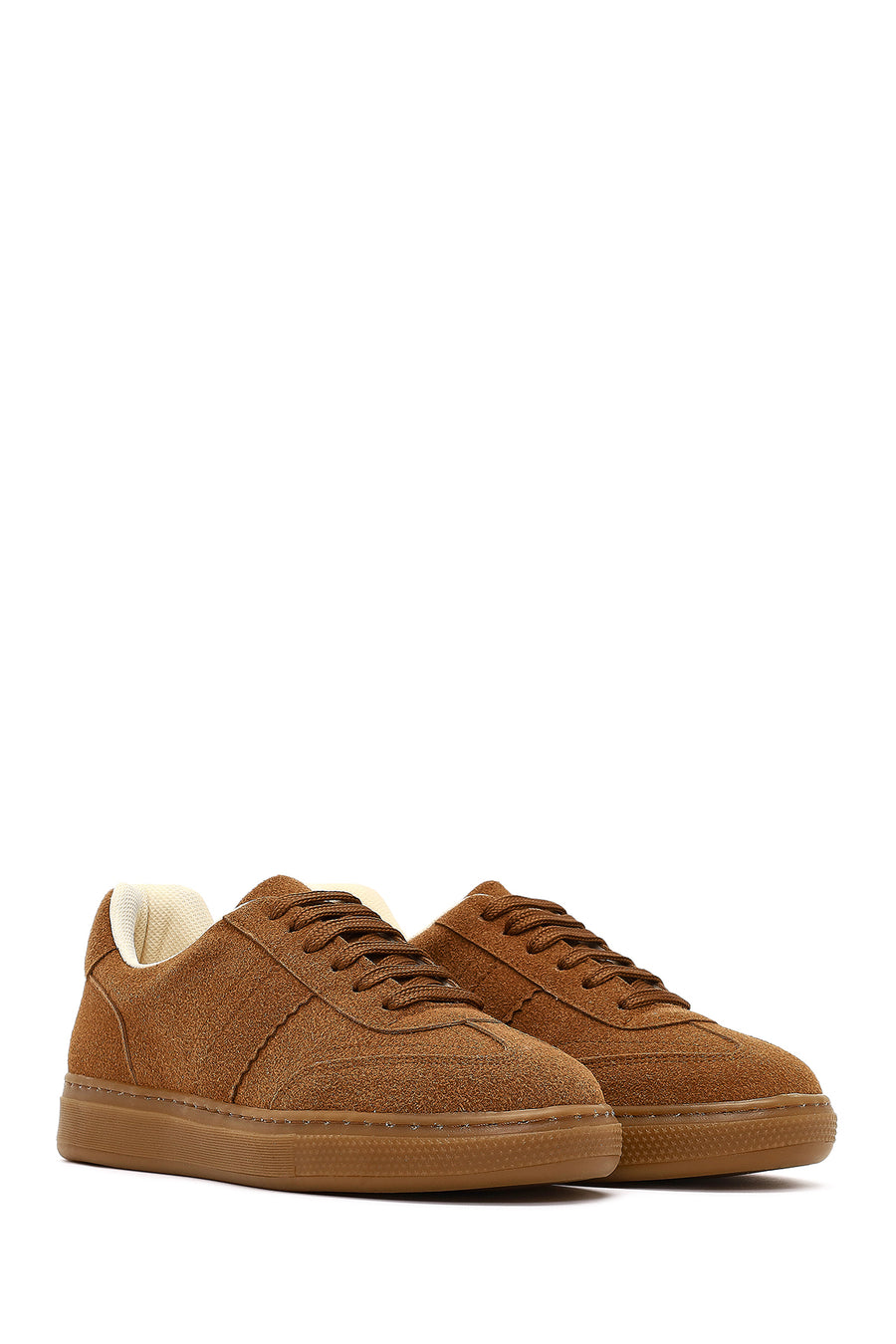 Kadın Taba Bağcıklı Süet Sneaker