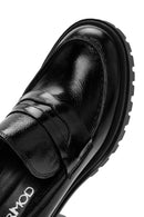 Woman Black Thick-Heeled Patent Leather Leather Masculine Loafer | Derimod