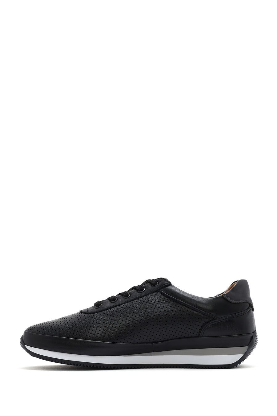 Men's Black Lace-Up Leather Casual Sneaker