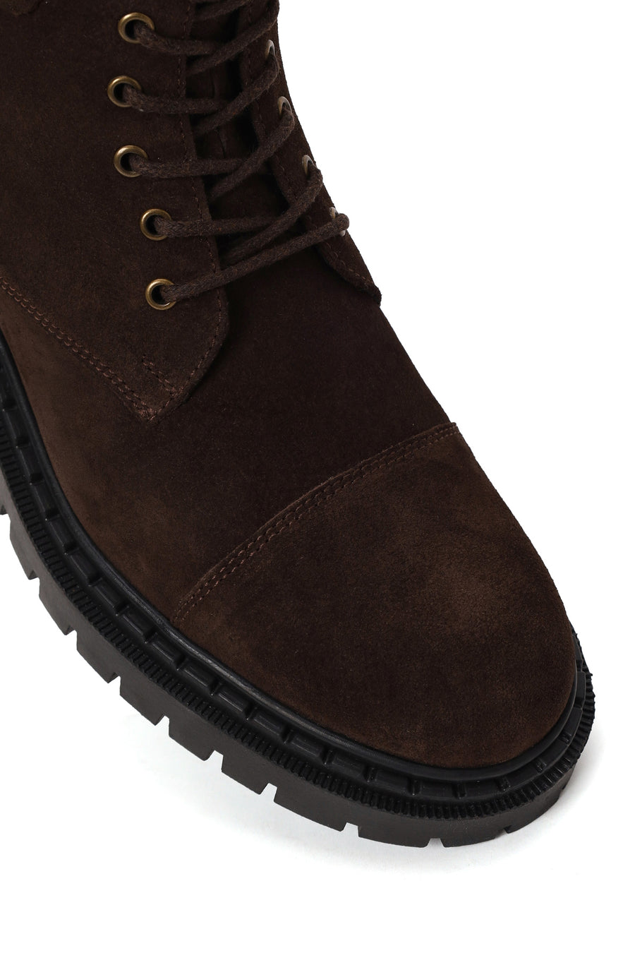 Male Brown Zip Closure Thick-Soled Suede Combat Boots