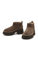 Women's Mink Thick Soled Suede Leather Teddy Boots | Derimod