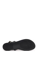 Women's Black Buckle Thong Leather Sandals | Derimod