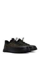 Men's Khaki Lace-Up Nubuck Leather Casual Sneaker | Derimod