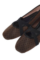 Woman Brown Patterned Fabric Ballet Flats | Derimod