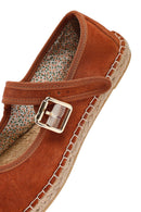 Women's Orange Strappy Suede Espadrilles | Derimod