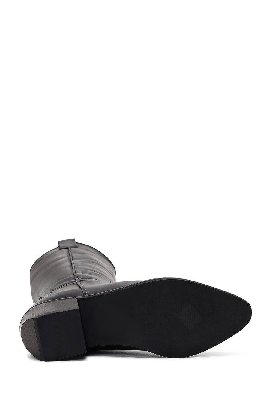 Women's Black Low-Heeled Leather Cowboy Boots