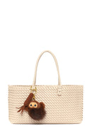 Women's Cream Knitted Charm Shoulder Bag | Derimod
