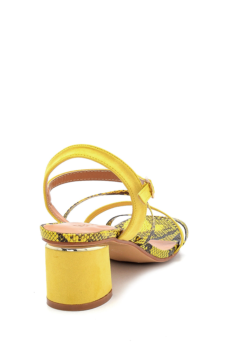 Women's Yellow Thick Heeled Sandals