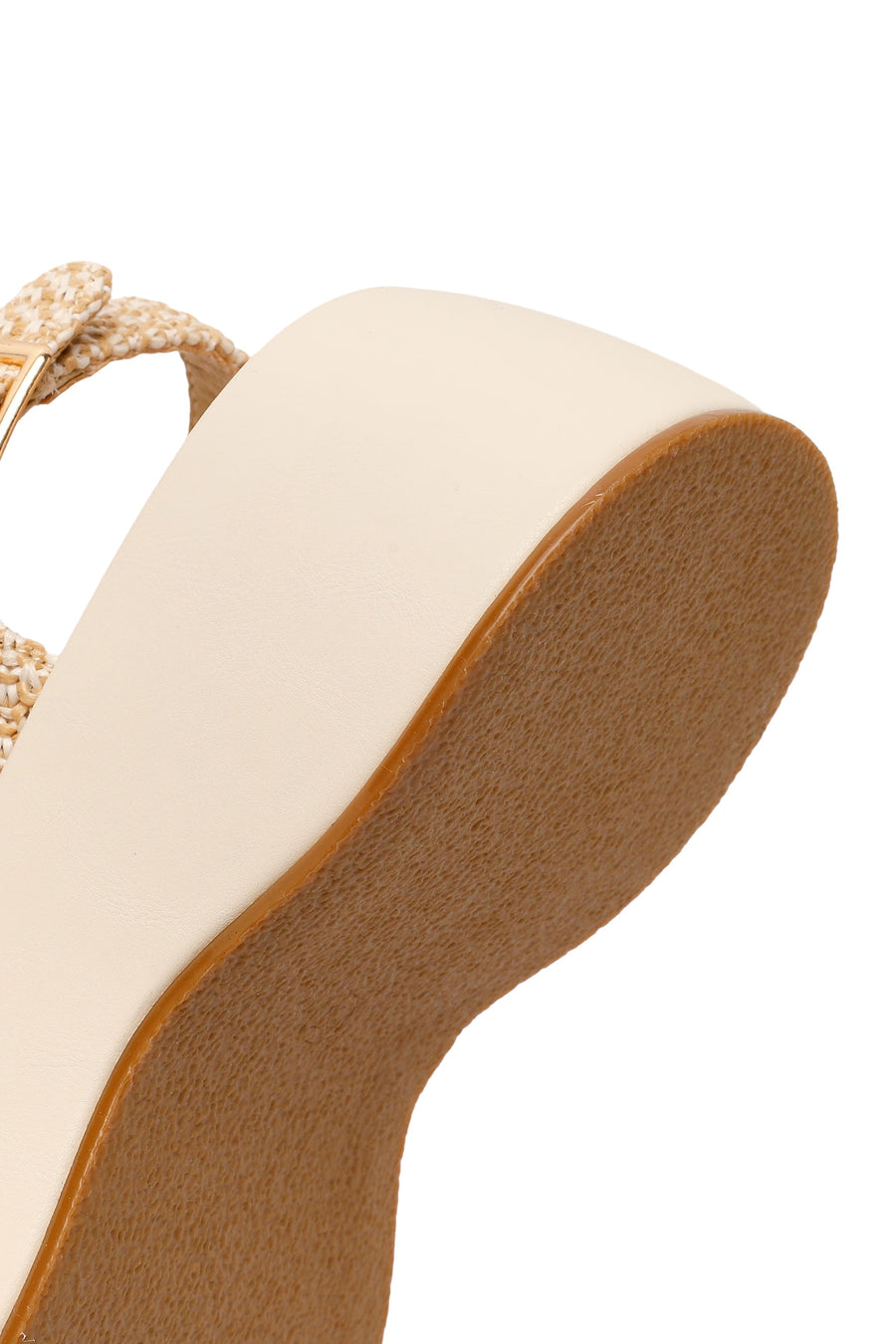Women's Beige Double Buckle Thick-Soled Braided Sandals