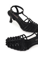 Woman Black Ankle-Buckle Open-Back Stiletto High Heel | Derimod