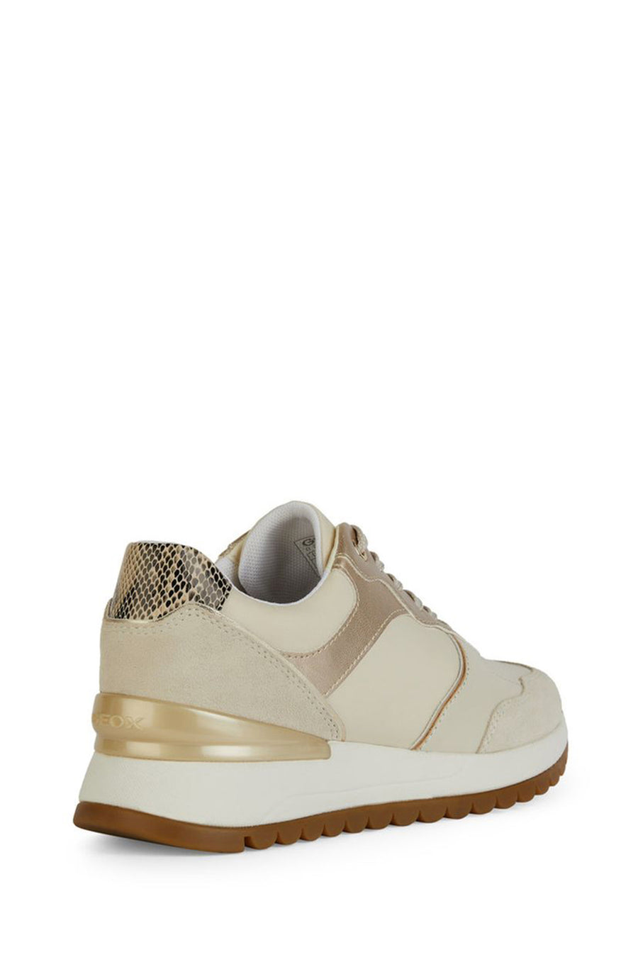 Geox Women's Beige Desya Lace-up Leather Sneaker