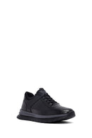 Erkek Siyah Bağcıklı Deri Sneaker | Derimod