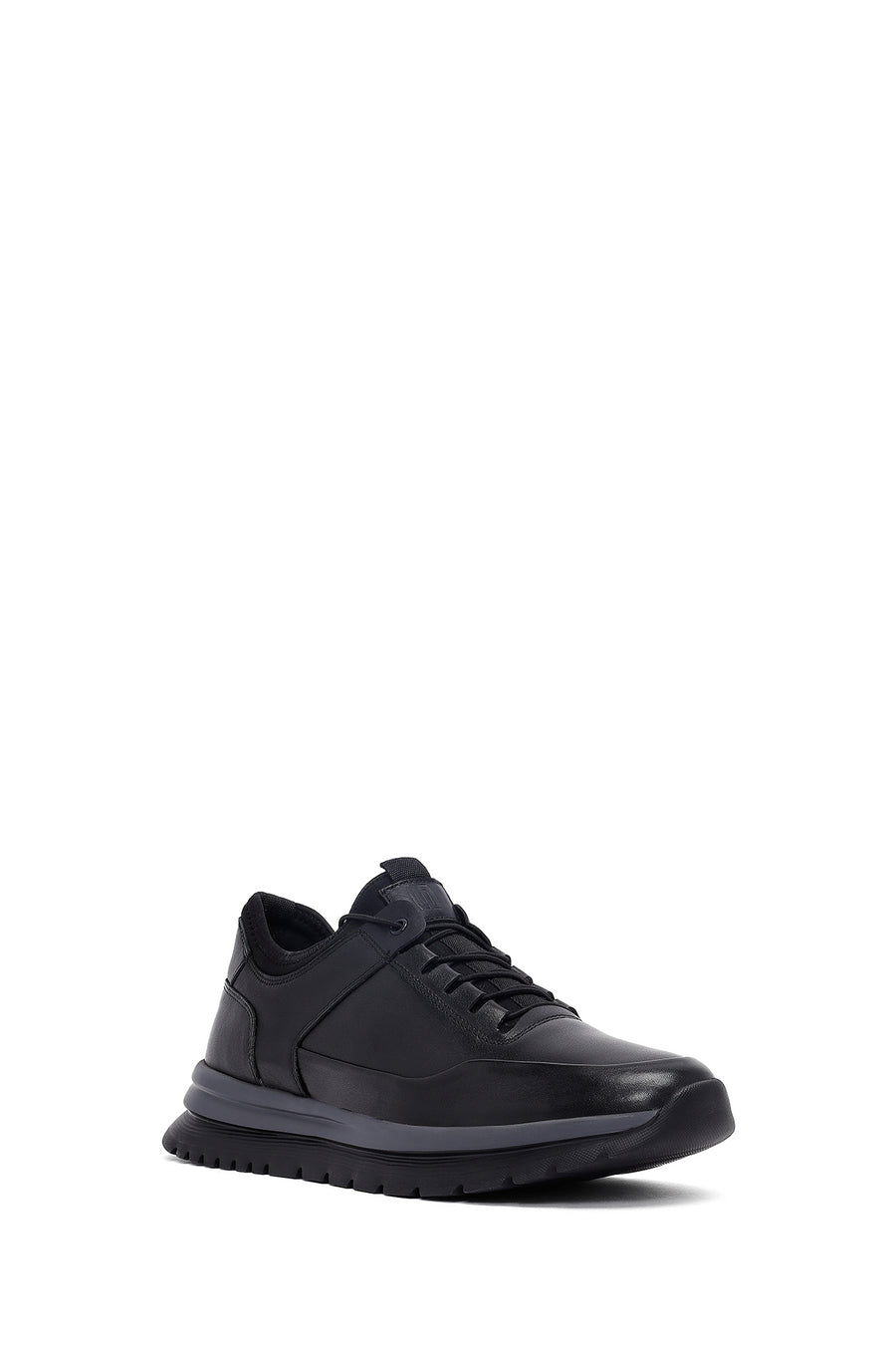Erkek Siyah Bağcıklı Deri Sneaker