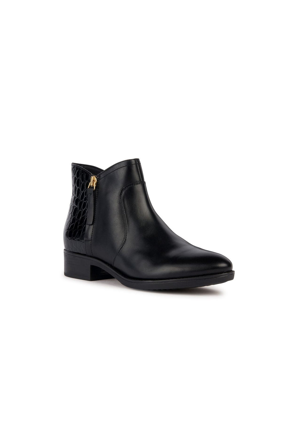 Geox Women's Black Felicity Zippered Heeled Leather Boots