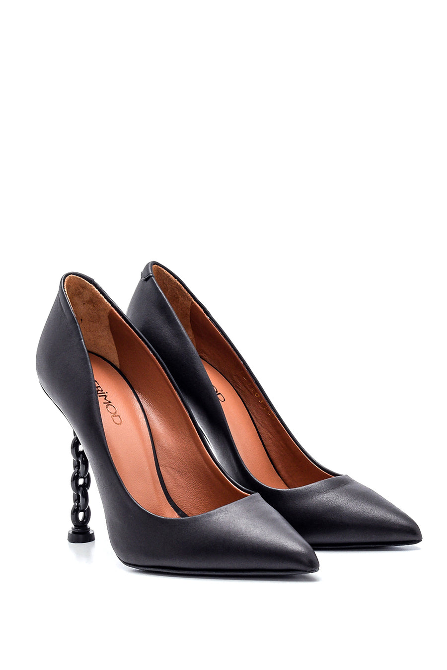 Women's Leather Heel Detailed Stiletto