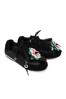 Kadın Siyah Bağcıklı Charmlı Leopar Deri Sneaker | Derimod
