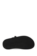 Woman Black Double-Buckle Leather Slipper | Derimod