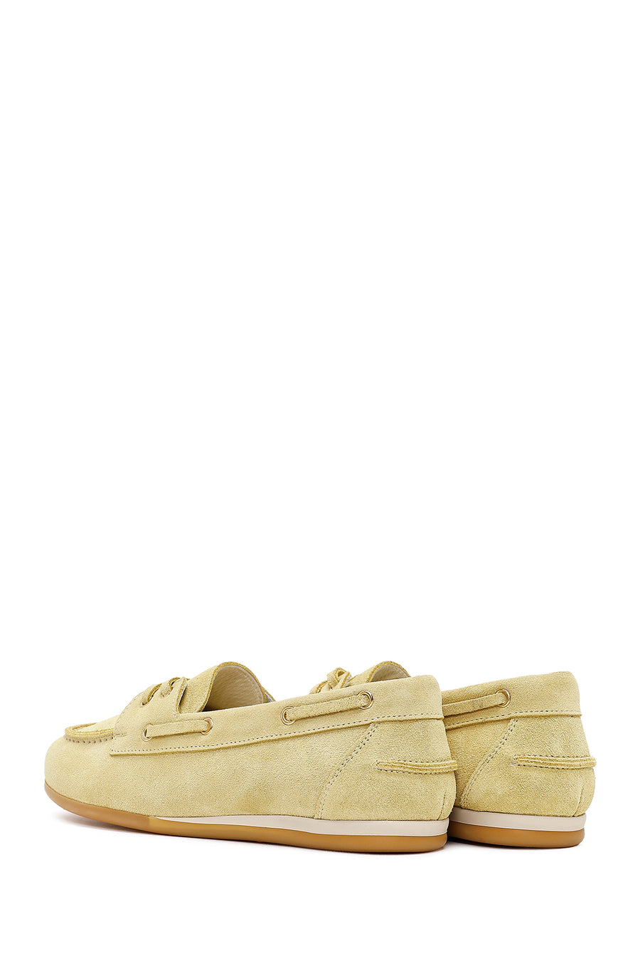 Women's Yellow Lace-up Suede Leather Shoes