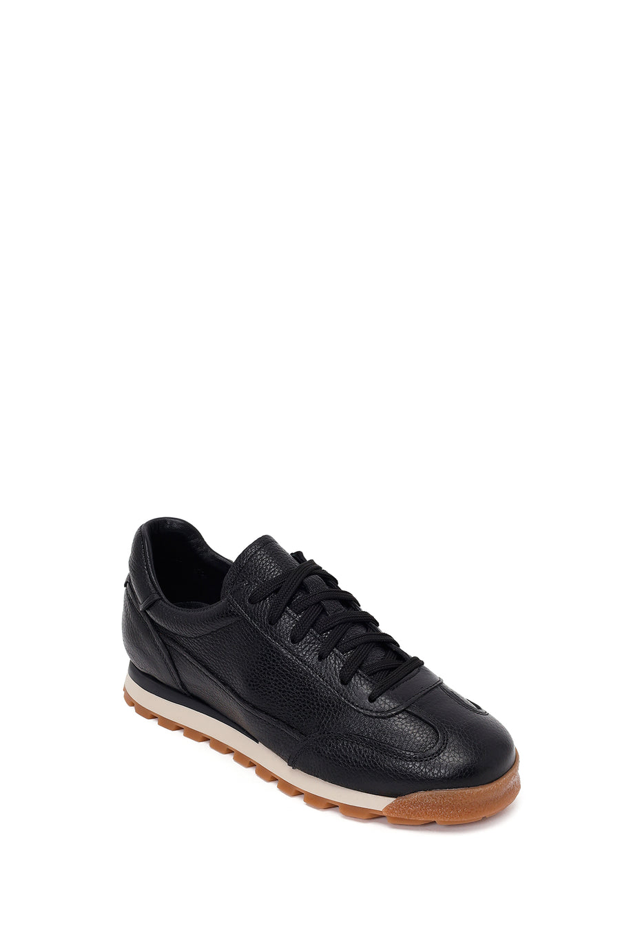 Erkek Siyah Bağcıklı Deri Sneaker