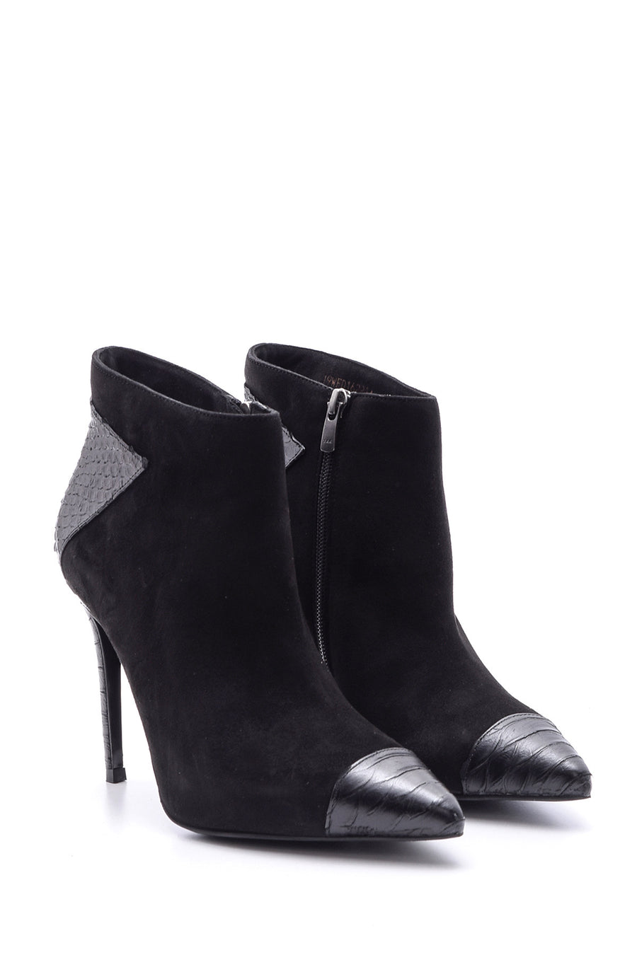 Women's Crocodile Detailed Suede Leather Boots