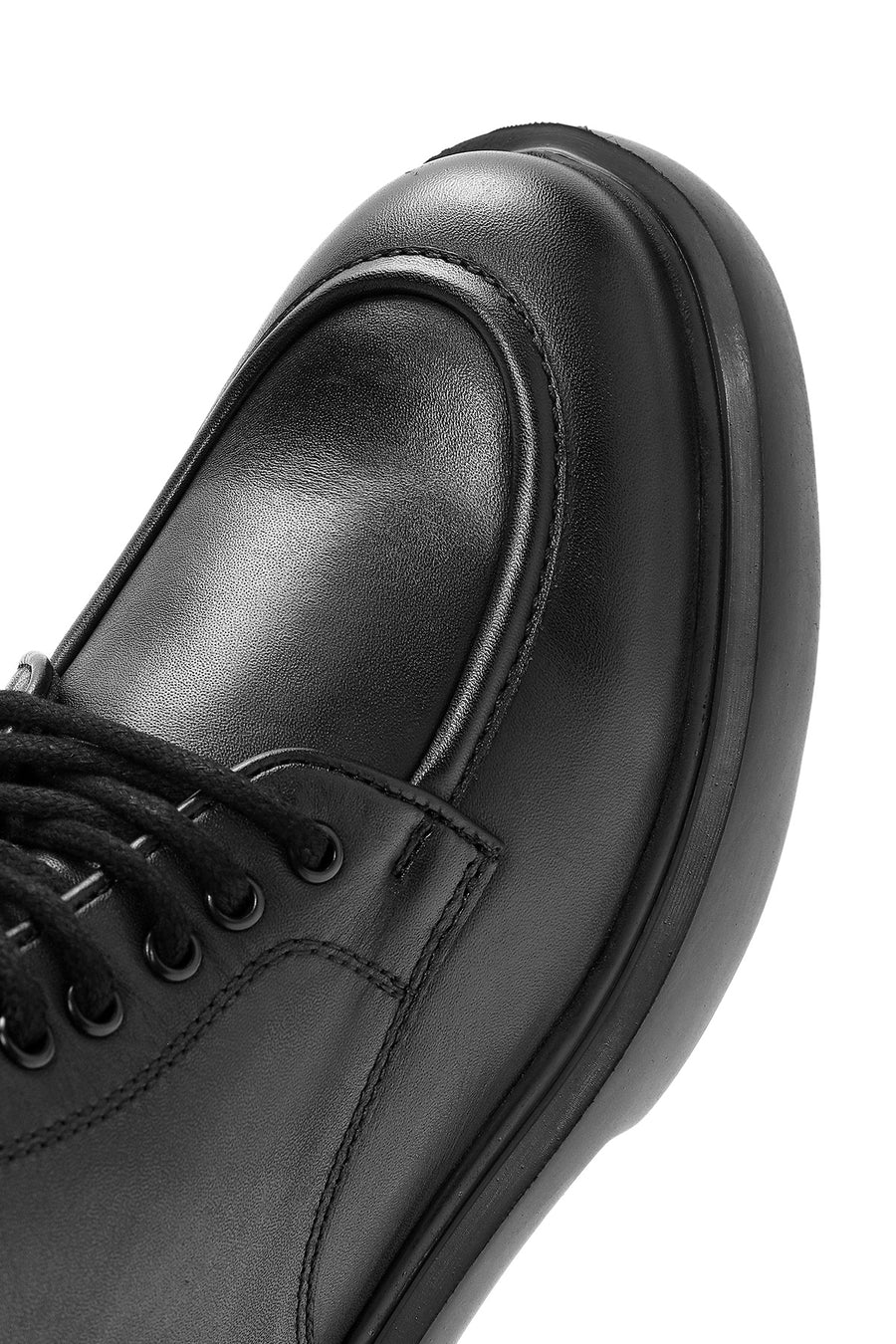 
Men's Black Lace-Up Zipper Detailed Leather Casual Boot
