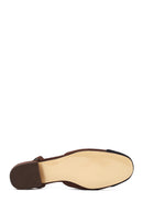 Women's Brown Open Back Suede Leather Ballet Flats | Derimod