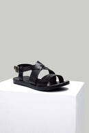 Black Men's Leather Sandals | Derimod