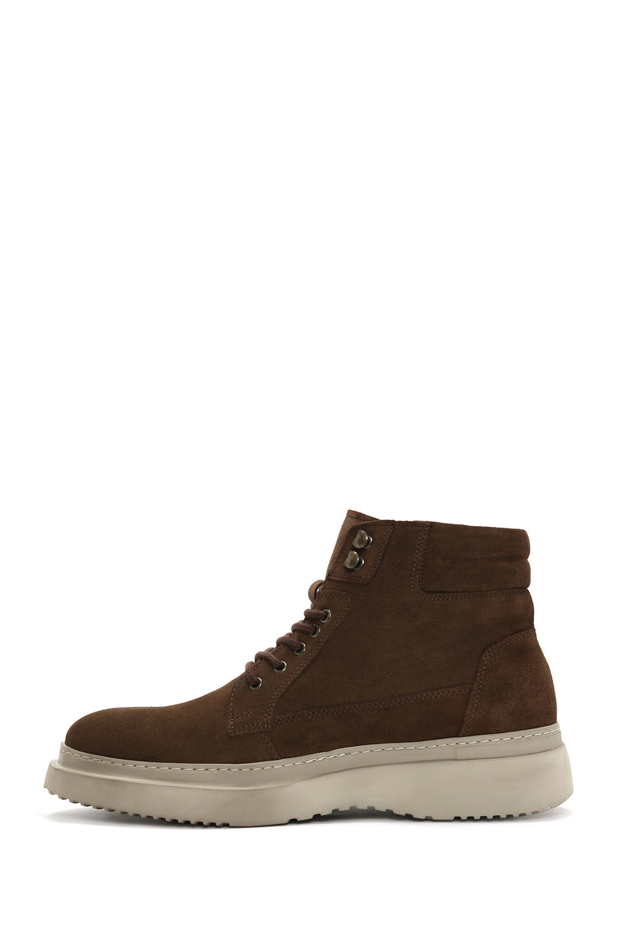 Men's Brown Thick Soled Laced Suede Leather Boots