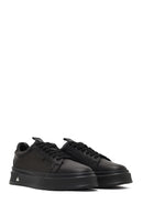 Male Black Lace-Up Thick-Soled Leather Sneaker | Derimod