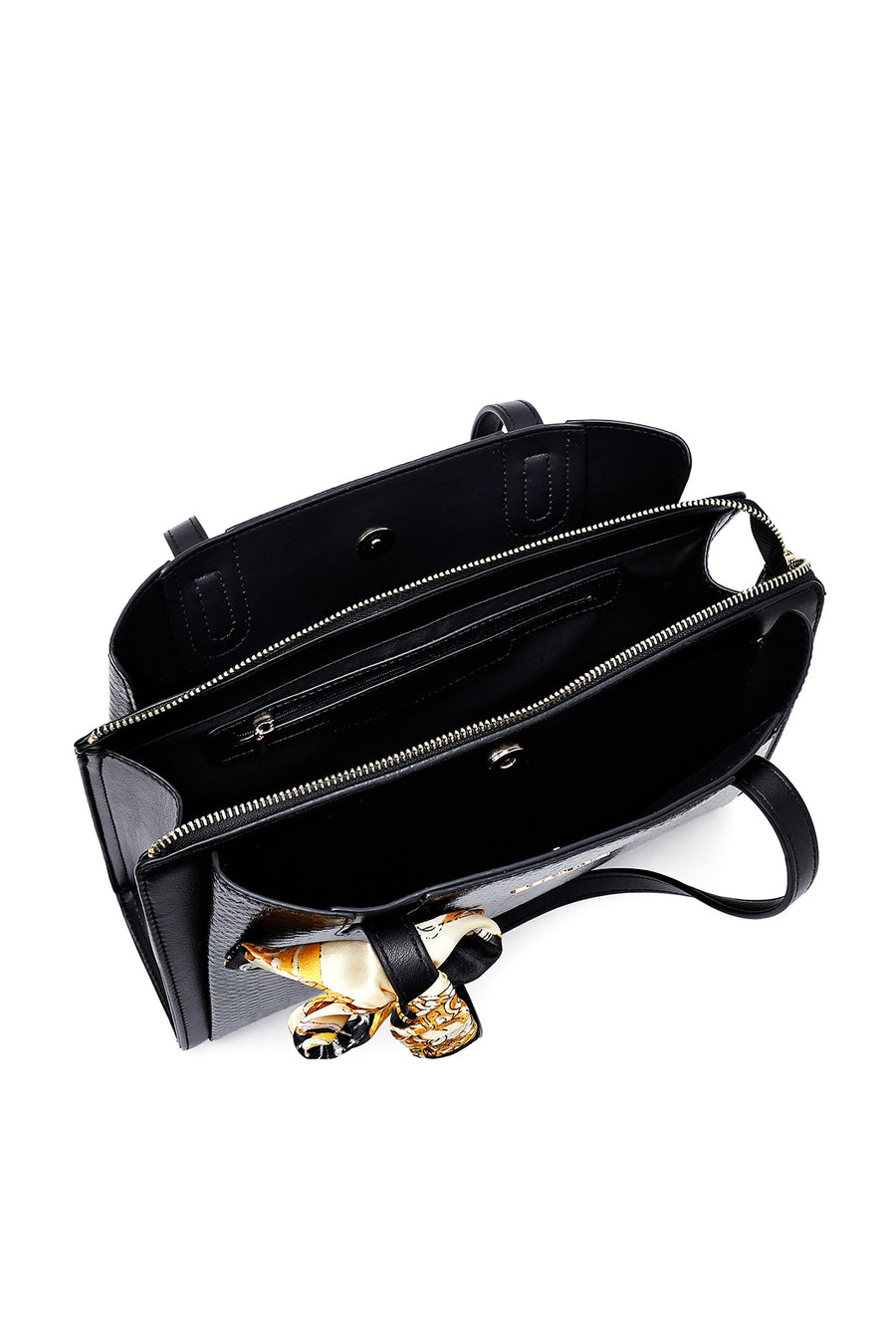Women's Black Patterned Classic Handbag