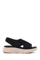 Women's Black Strapped Thick-Soled Fabric Comfort Sandals | Derimod