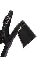 Women's Black Braided Chunky Low Heel Sandals | Derimod