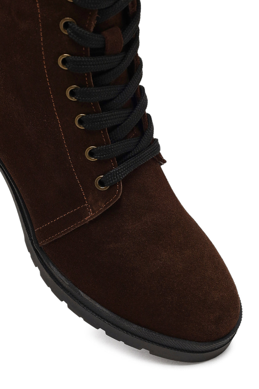 Women's Brown Zippered Thick Heeled Suede Leather Boot