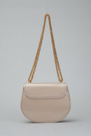 Beige Women's Leather Shoulder Bag with Chain Handle | Derimod