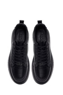 Male Black Lace-Up Thick-Soled Leather Sneaker | Derimod