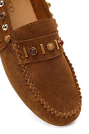 Women's Tan Tassel Suede Leather Loafer | Derimod