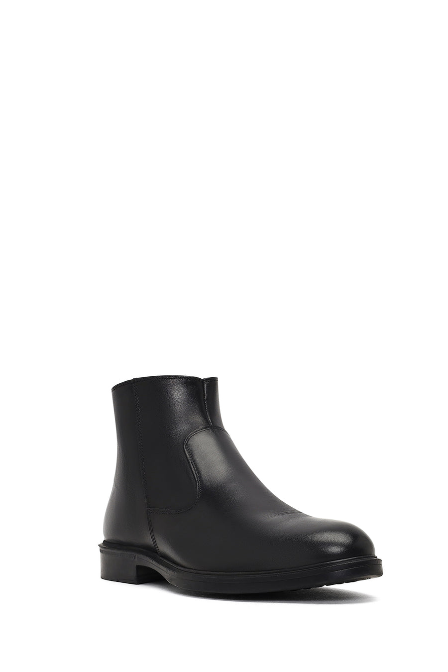 Men's Black Zippered Leather Casual Boots