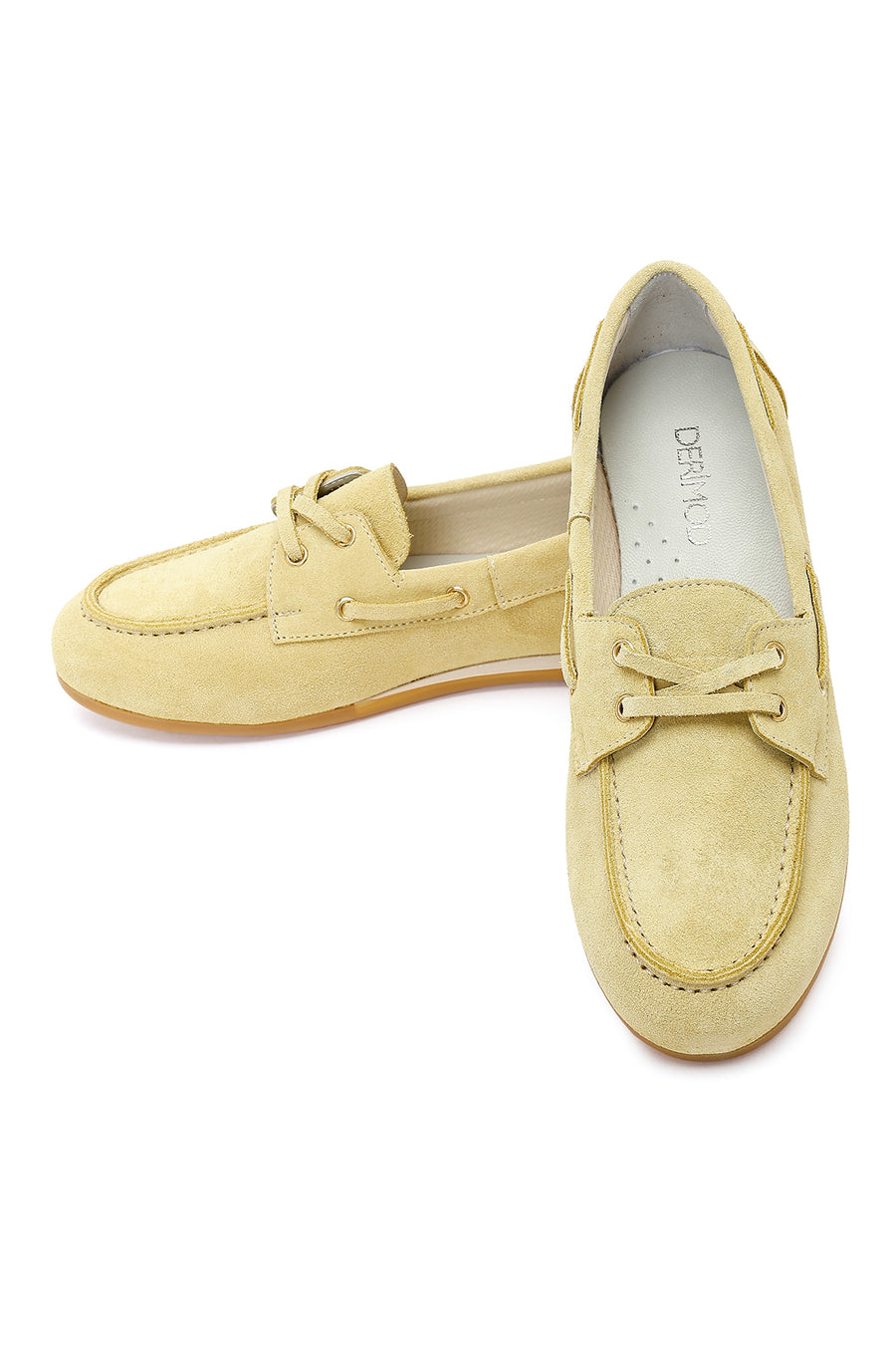 Women's Yellow Lace-up Suede Leather Shoes