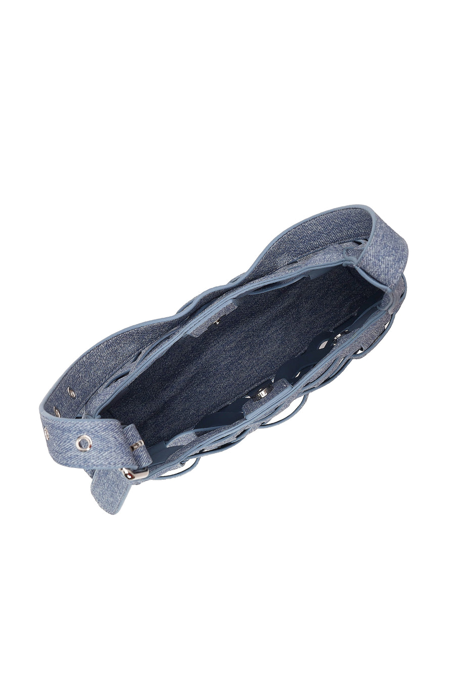 Woman Jean Blue Knitted Shoulder Bag