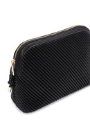 Women's Black Long Strap Quilted Patterned Crossbody Bag | Derimod