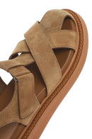 Women's Tan Suede Leather Sandals | Derimod